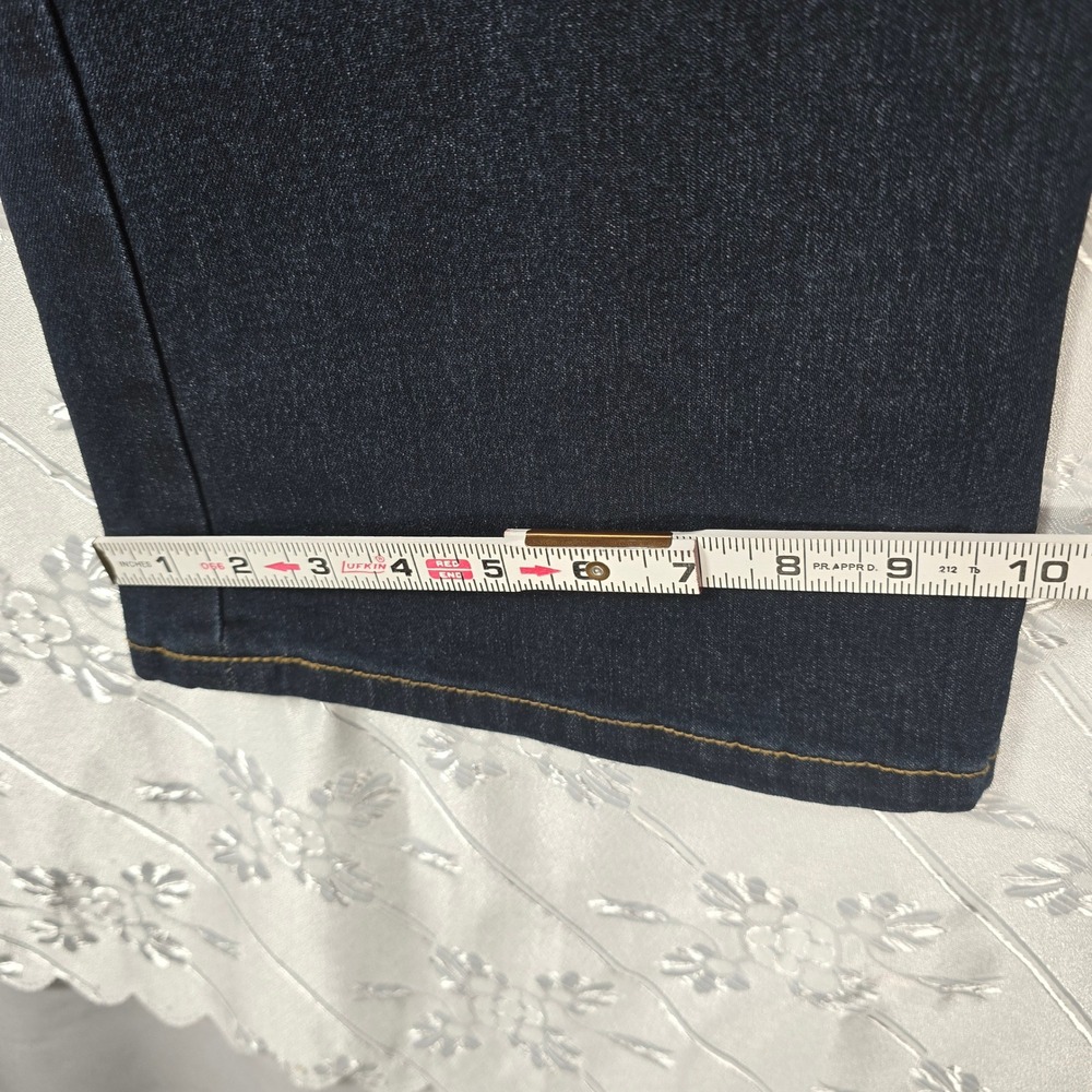 NWC‎ The Needlework by Sonny Chugani Jeans Women 34 Dark Blue Flare Leg Beaded - Picture 9 of 16